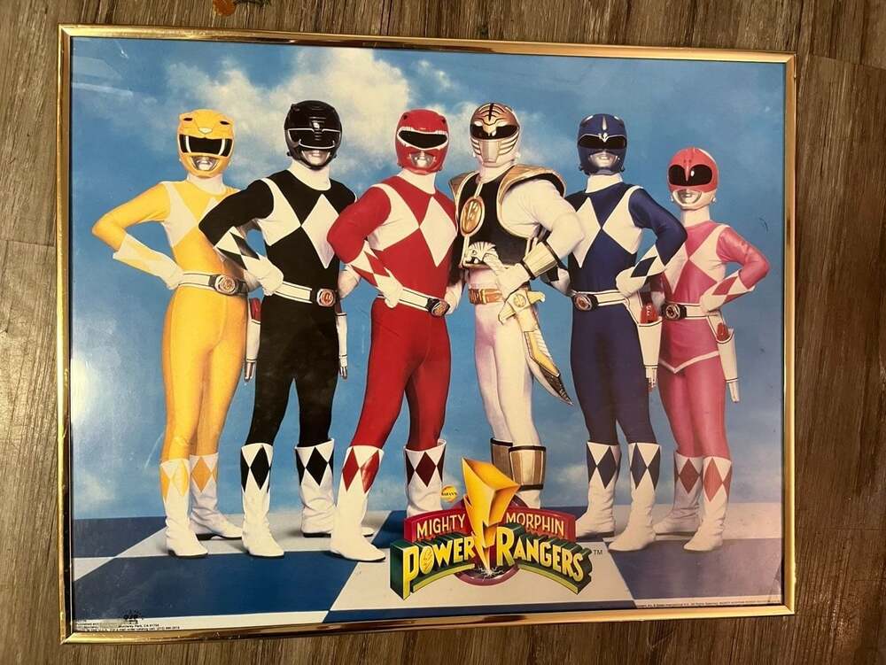 Vintage 1994 Mighty Morphin Power Rangers Framed Team Poster